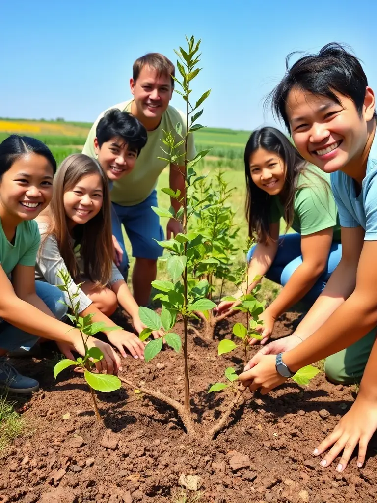 A photograph capturing volunteers cleaning up a local forest area, showcasing the association's commitment to environmental conservation.