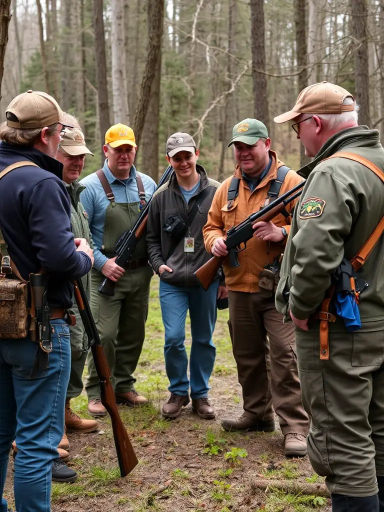 A photo of hunters participating in a regulated hunting event, emphasizing responsible wildlife management practices.
